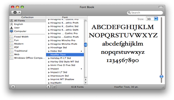 Mac OS X Font Book